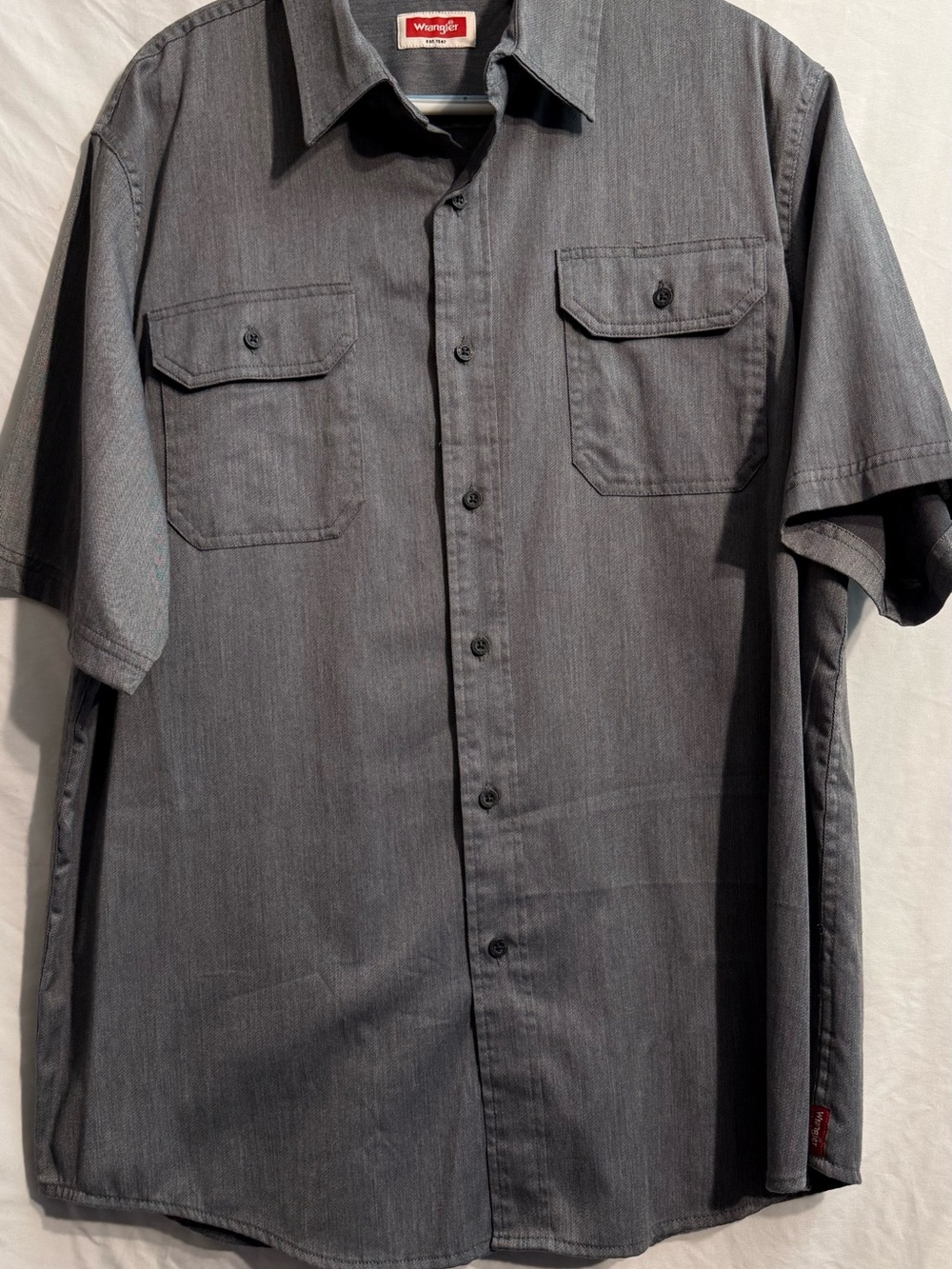 Wrangler Gray Short Sleeve Button-Up Work Shirt